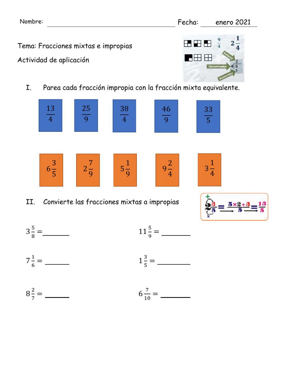 Actividad de aplicación - Mixtas e impropias