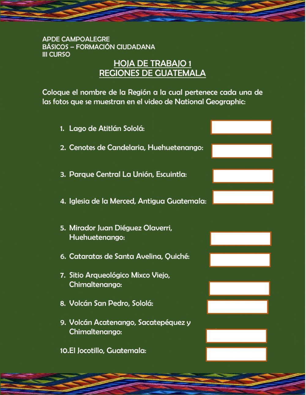 Regiones de guatemala