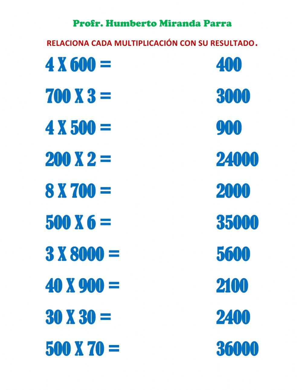 Multiplicaciones con uno o varios ceros