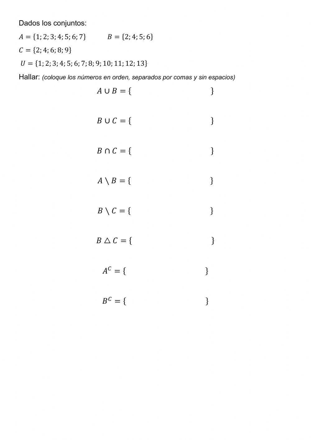 Operaciones entre conjuntos