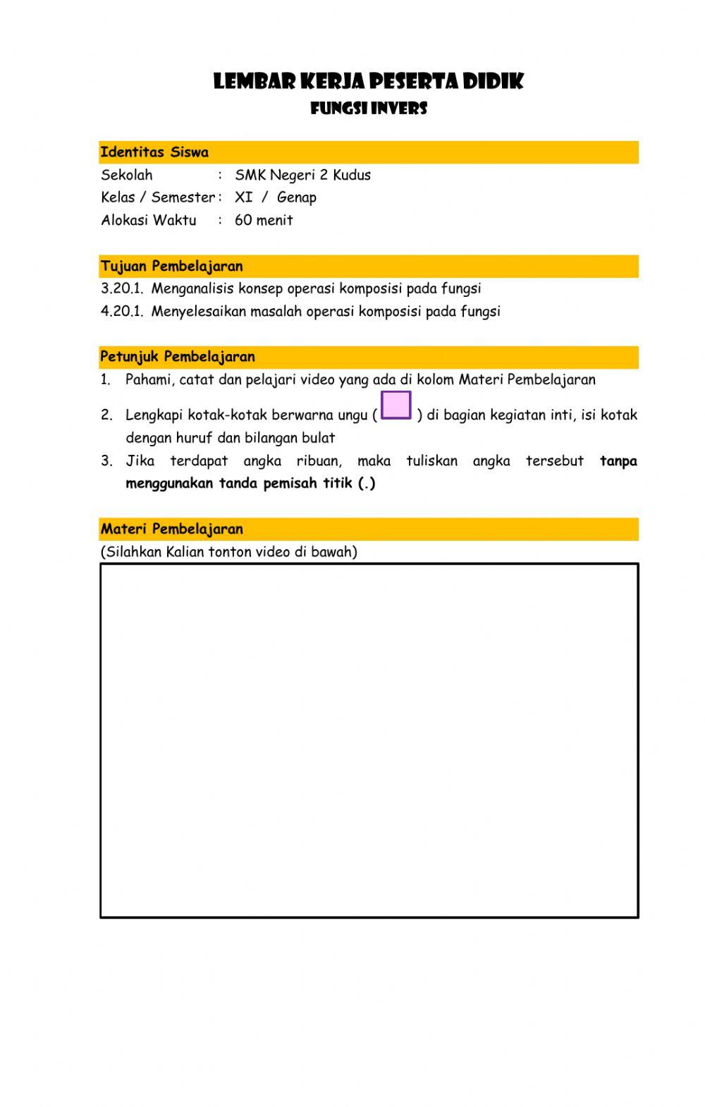 LKPD Fungsi Invers