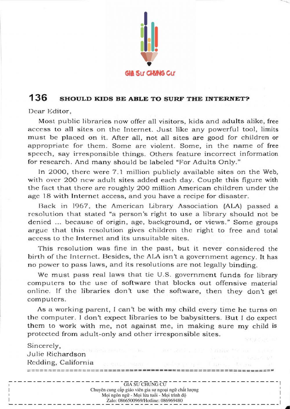 Trắc nghiệm Kỹ năng đọc hiểu Tiếng Anh số 46