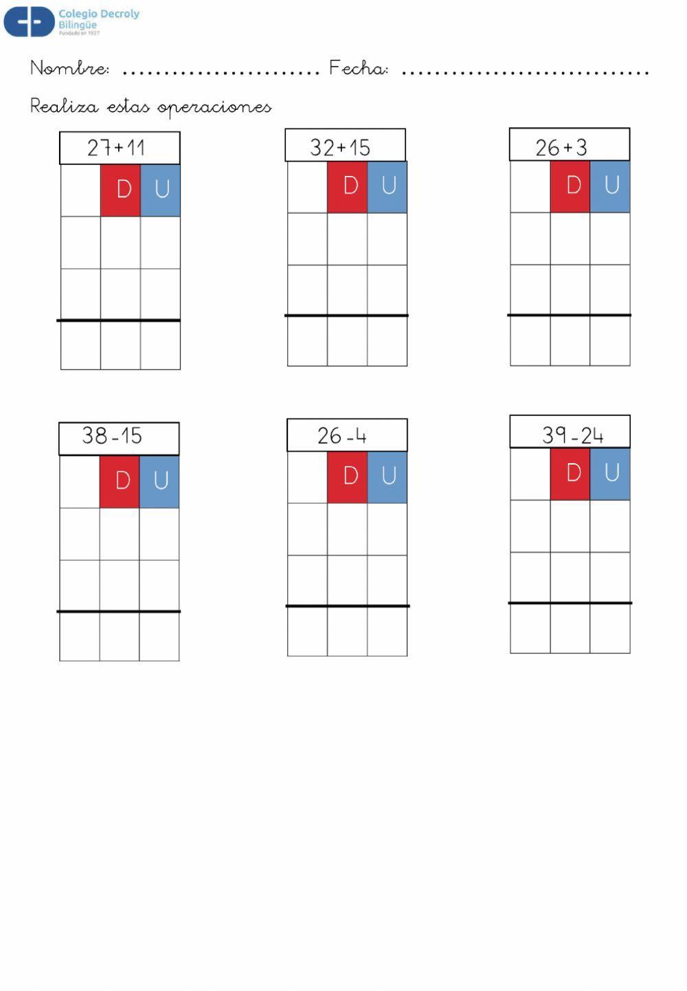 Sumas y restas en vertical s-llevadas