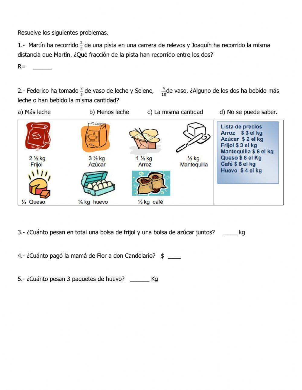Problemas de fracciones.