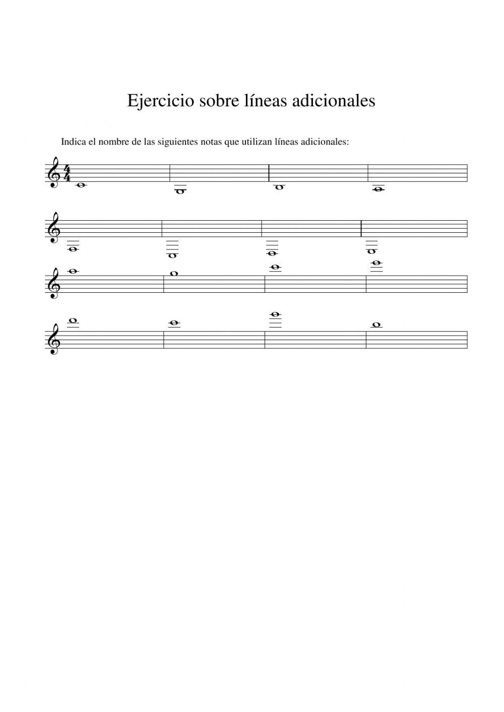 Reconocer notas en líneas adicionales