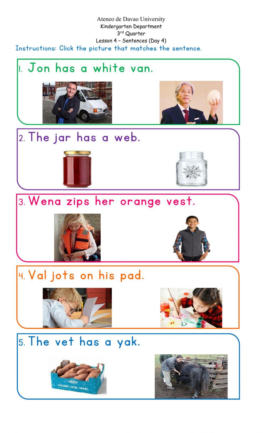 Lesson 4 Day 4: Sentences