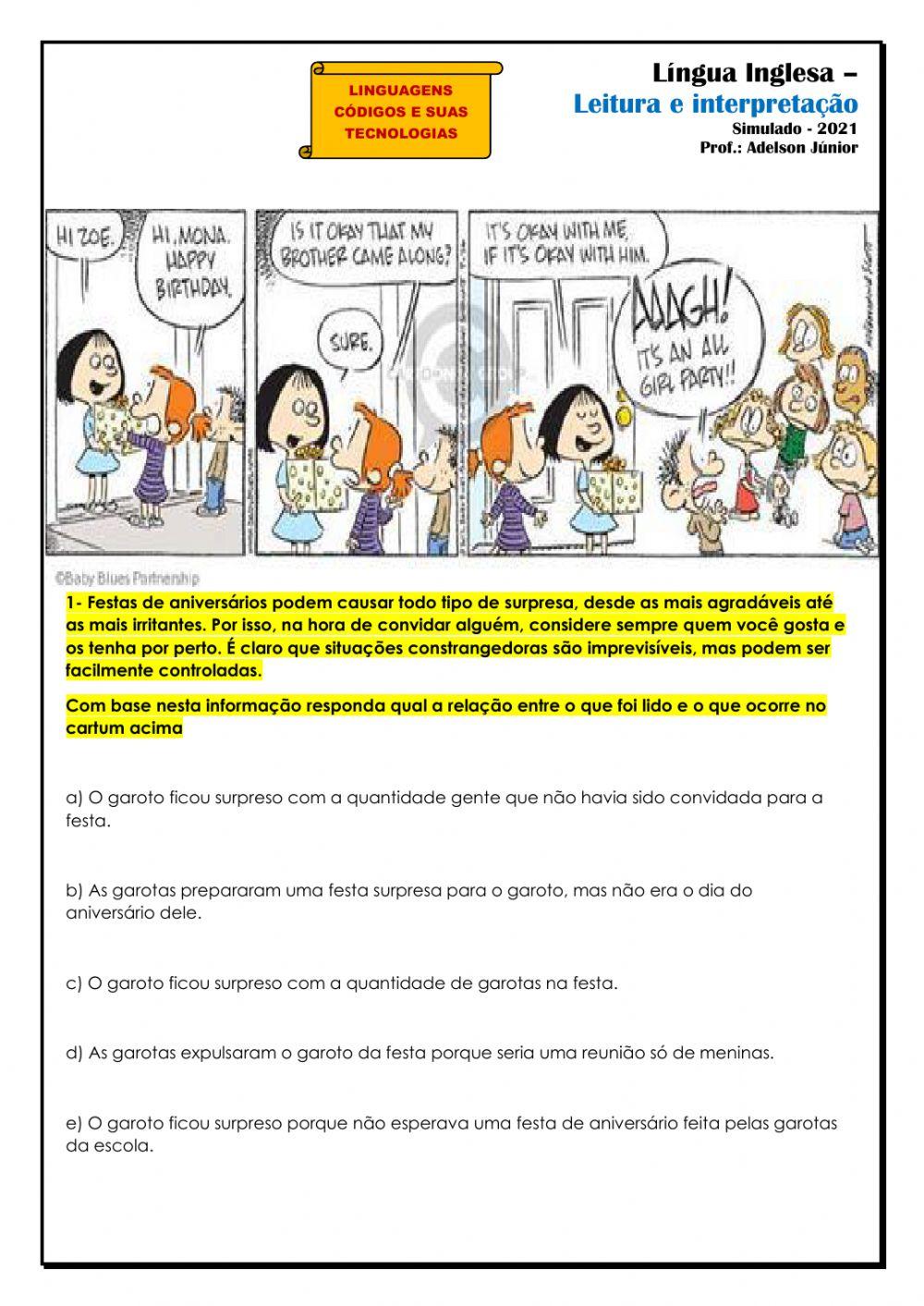 Atividade final de leitura e interpretação