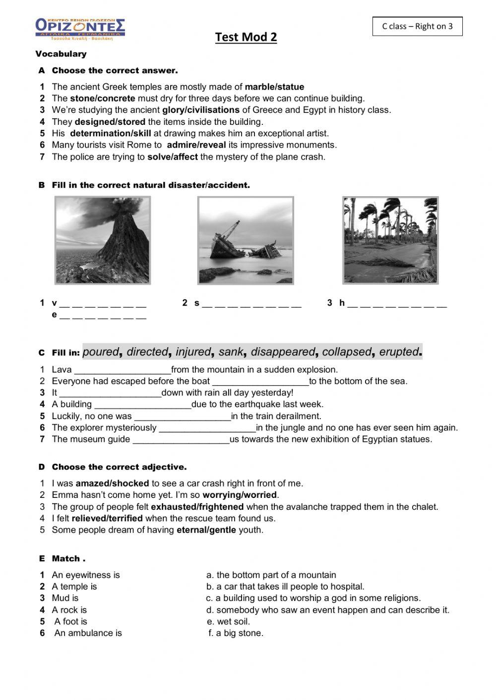 Right on 3! Test module 2 Voc.