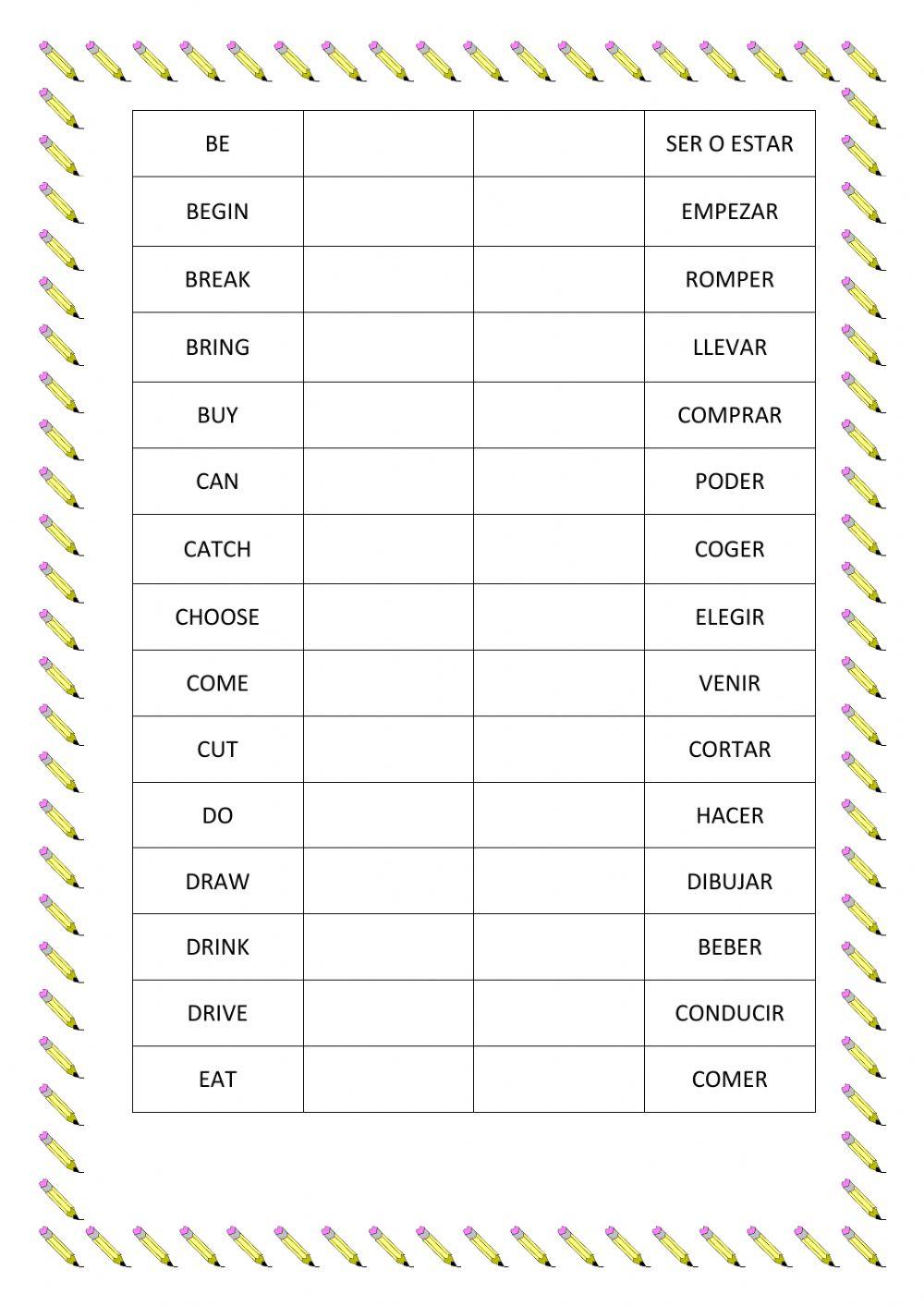 Irregular verbs 15 primeros 2