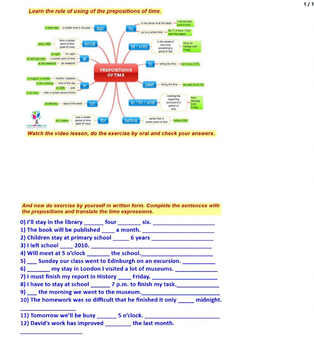 Prepositions of time