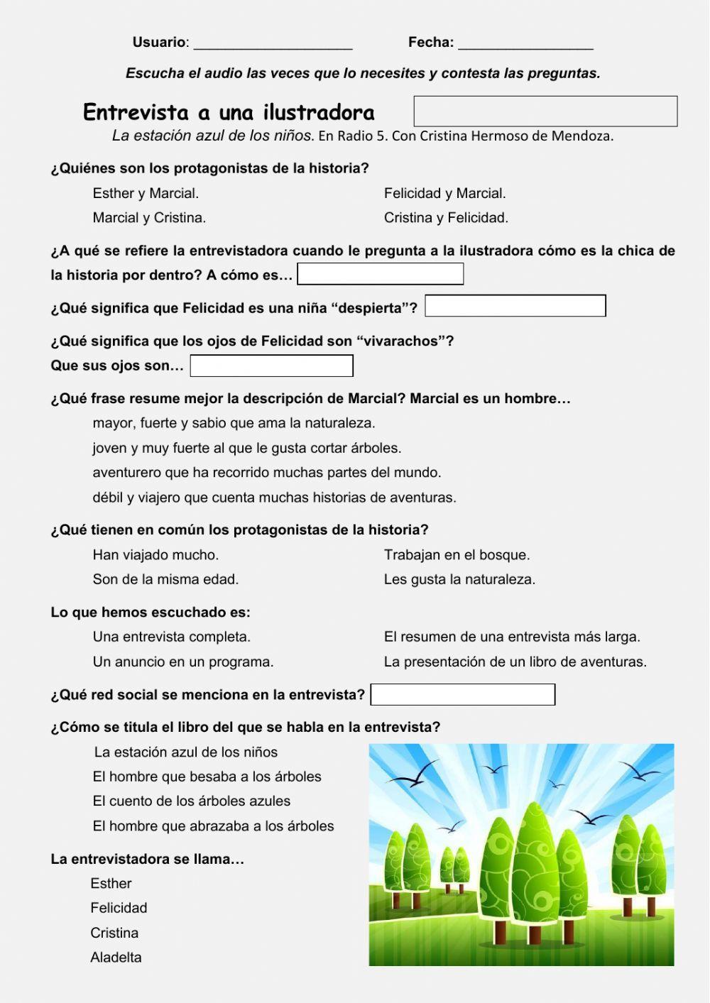 Comprensión oral. Entrevista a una ilustradora Comprensión oral. Entrevista a una ilustradora