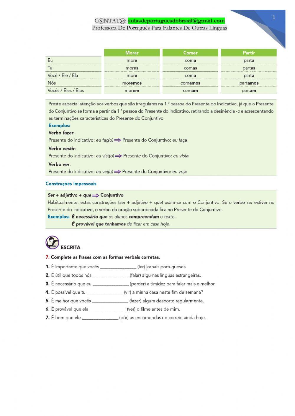 Presente do subjuntivo