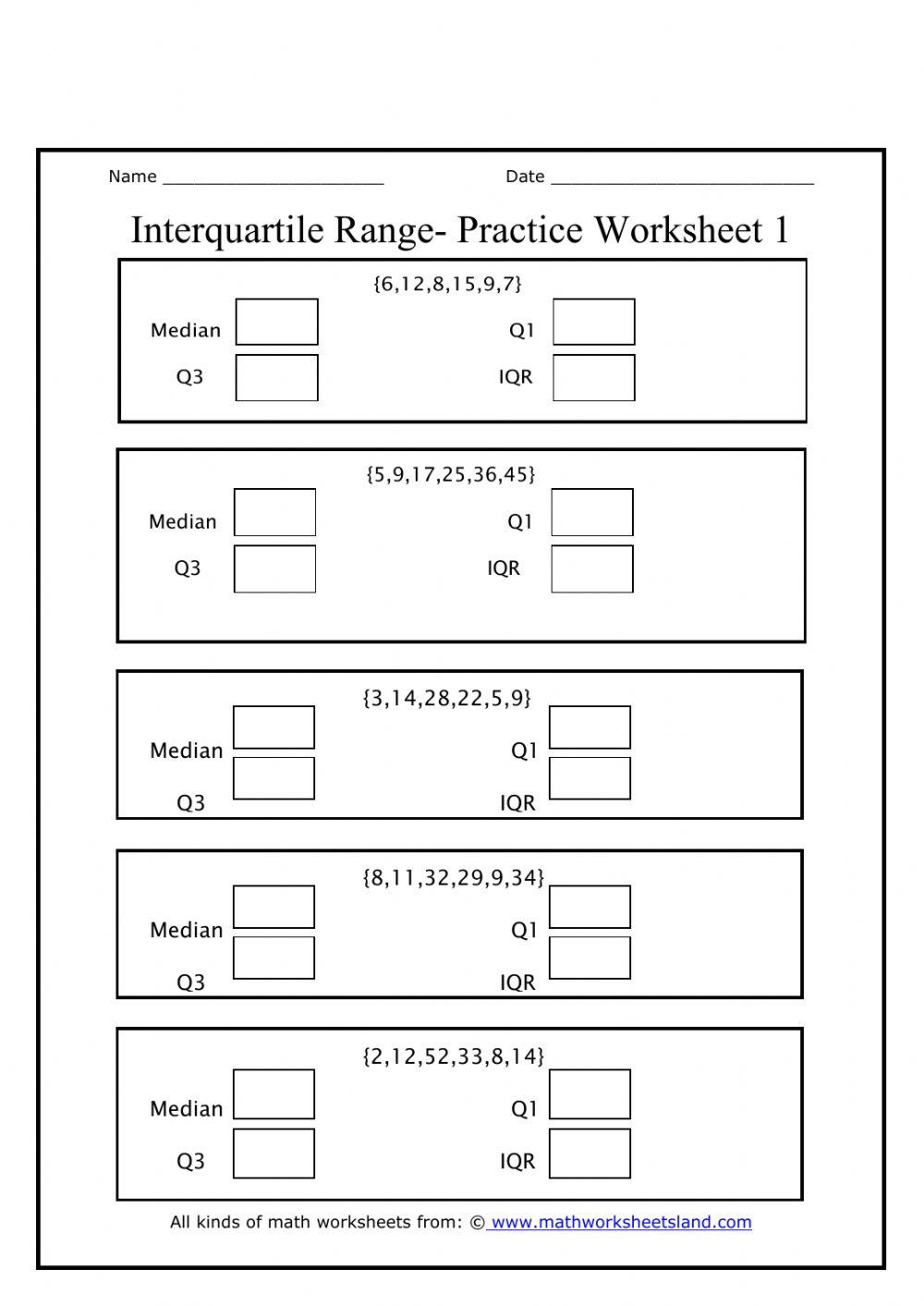 Iqr worksheet online exercise for live worksheets