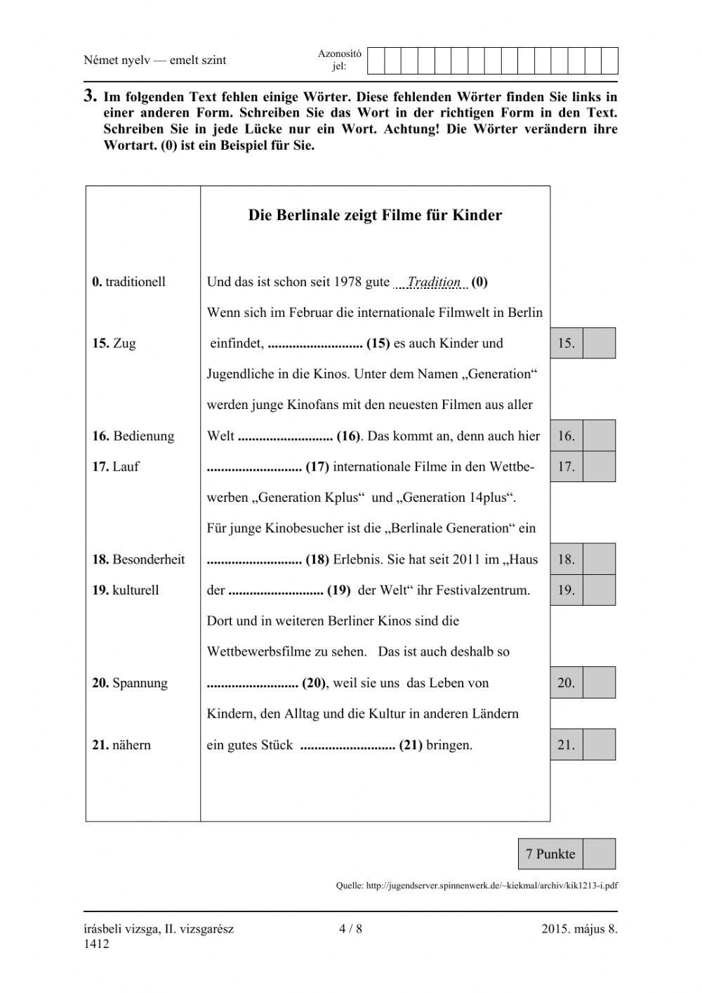 Abitur 2015. 05.08. Oberstufe Grammatik