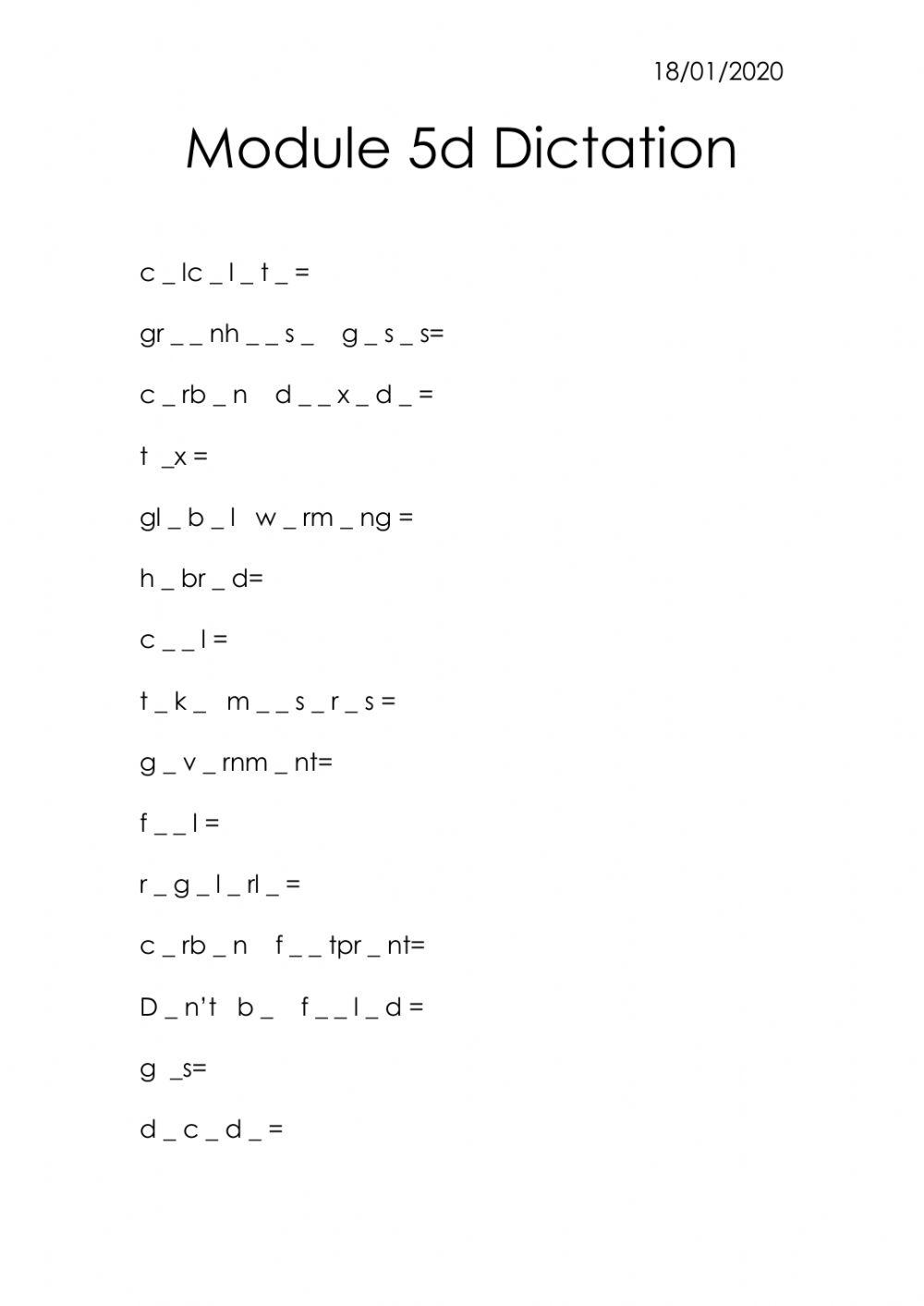 Module 5d worksheet | Live Worksheets