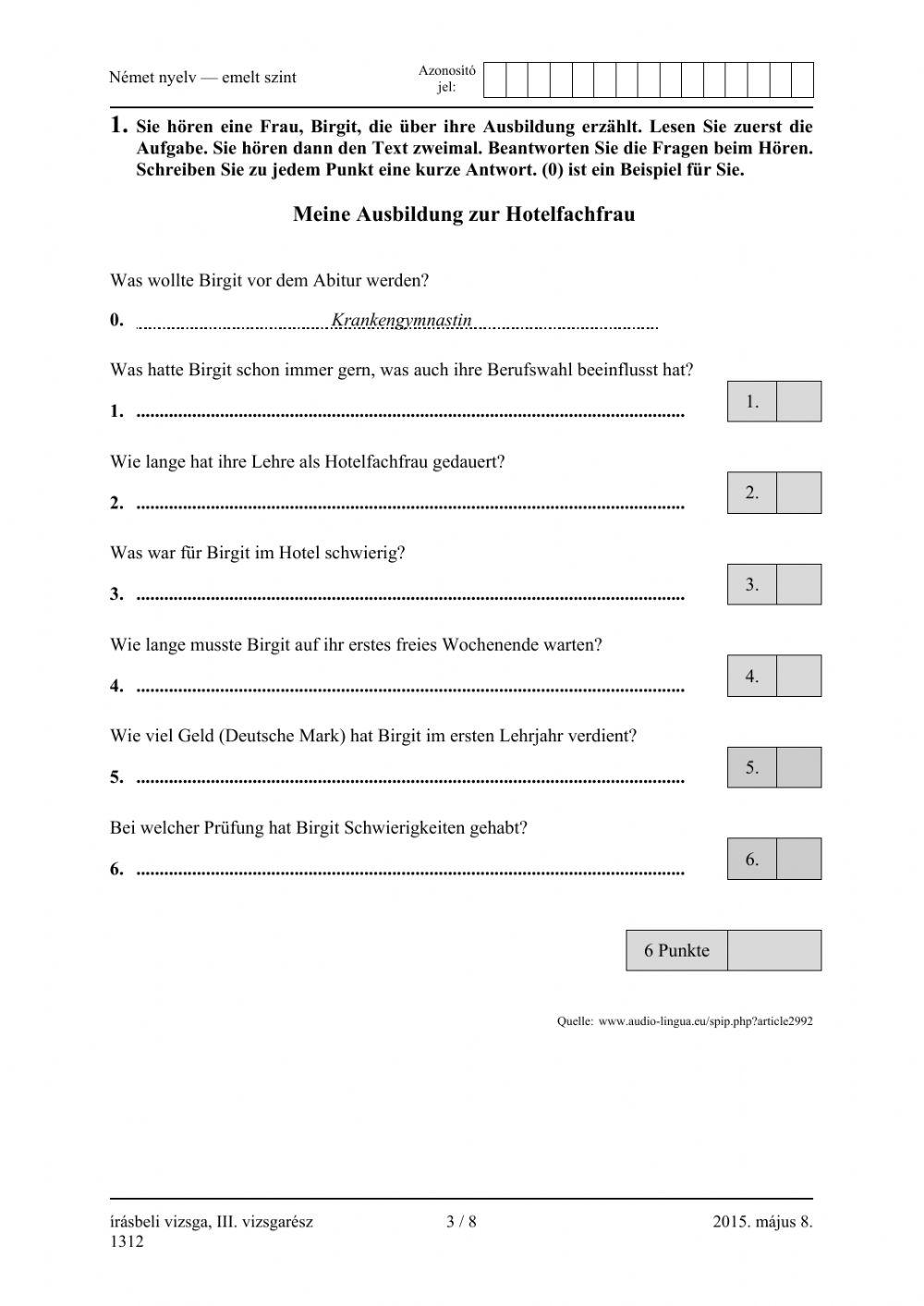 Abitur 2015.05.08. Oberstufe Hören