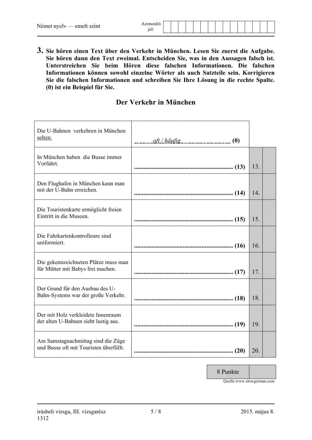 Abitur 2015.05.08. Oberstufe Hören