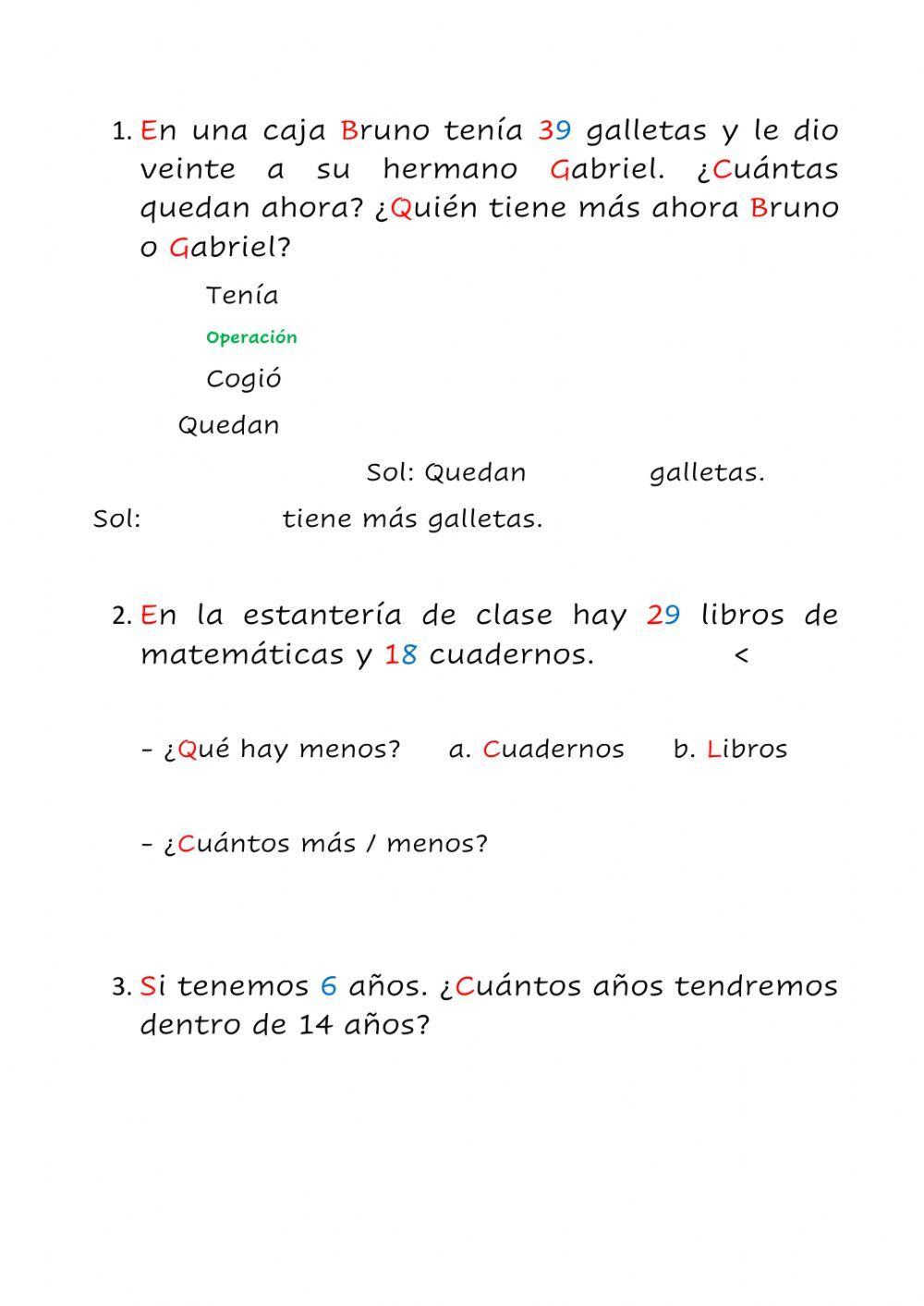 E.P. de restar de primero