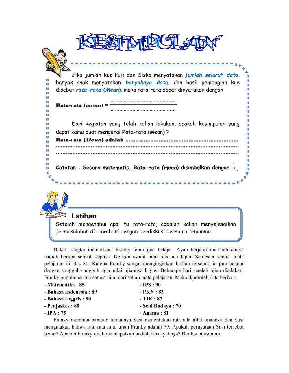 Lkpd statistika mean median modus online exercise for live worksheets