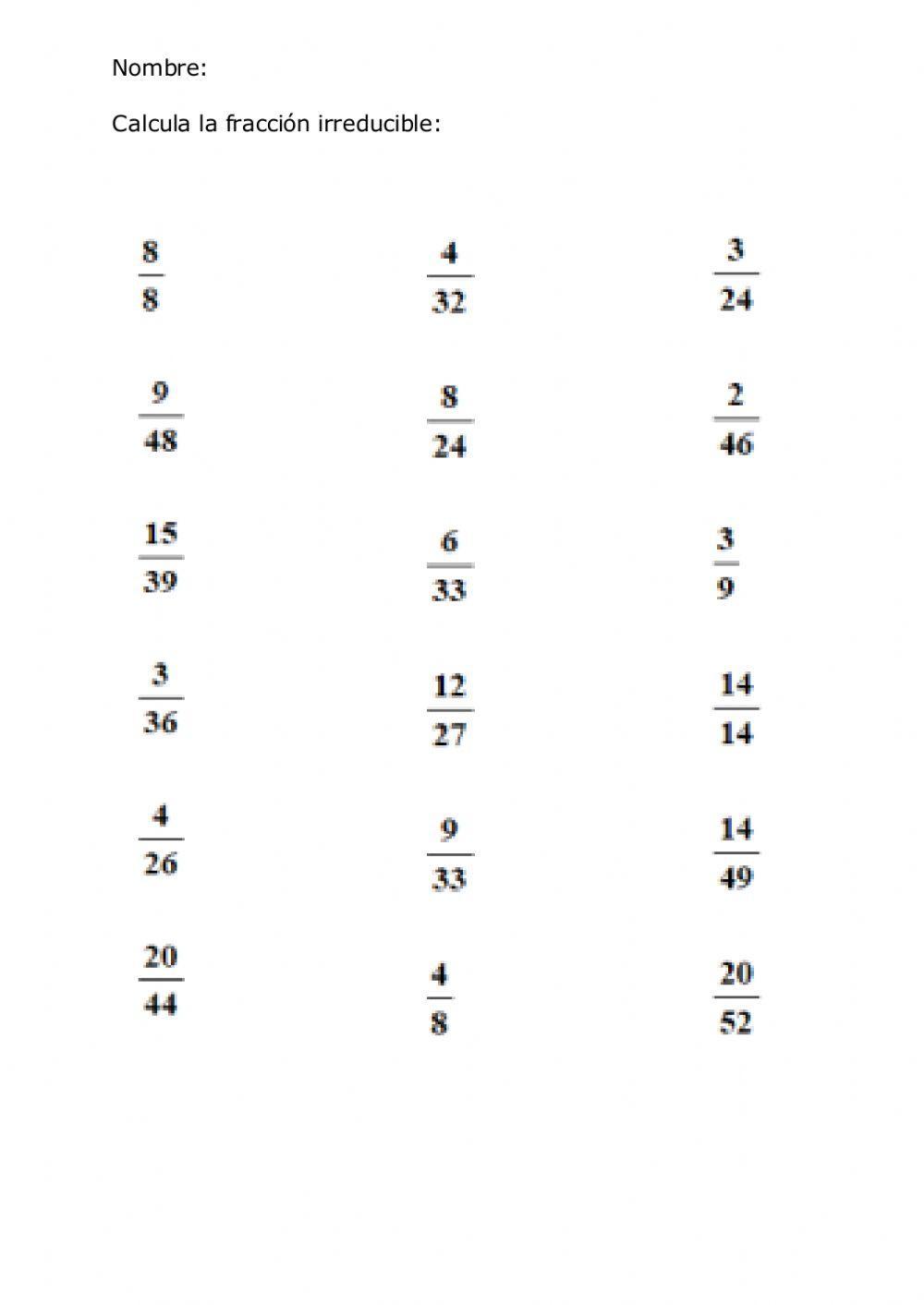 Fracción irreducible