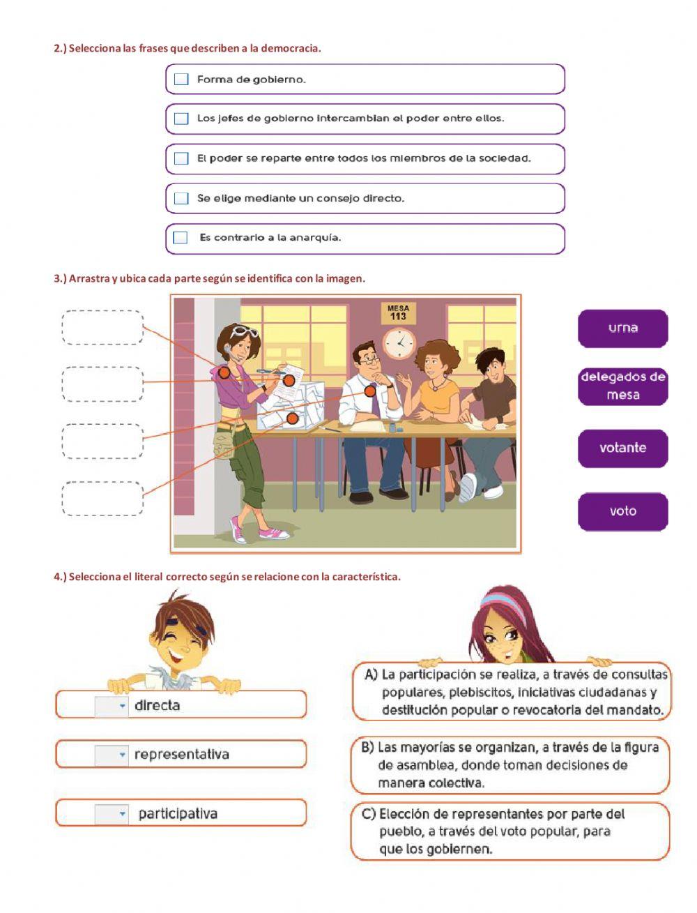 Ficha interactiva - La Democracia en la cotidianidad.
