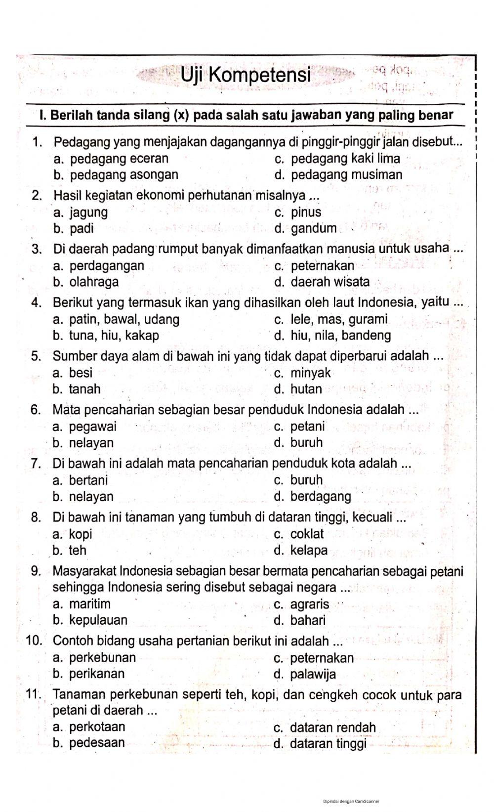 Uji kompetensi K4T6S1IPS