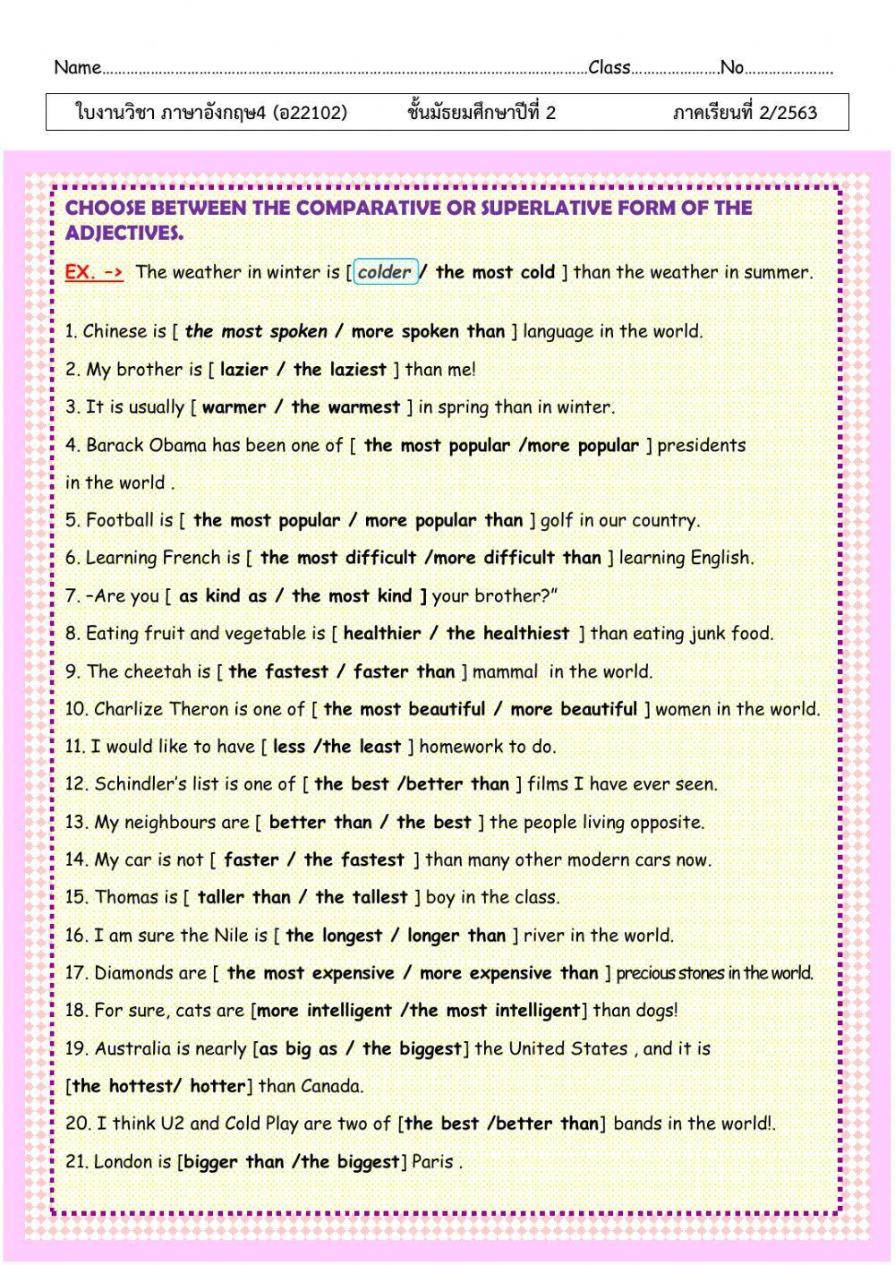 Comparative of adjective