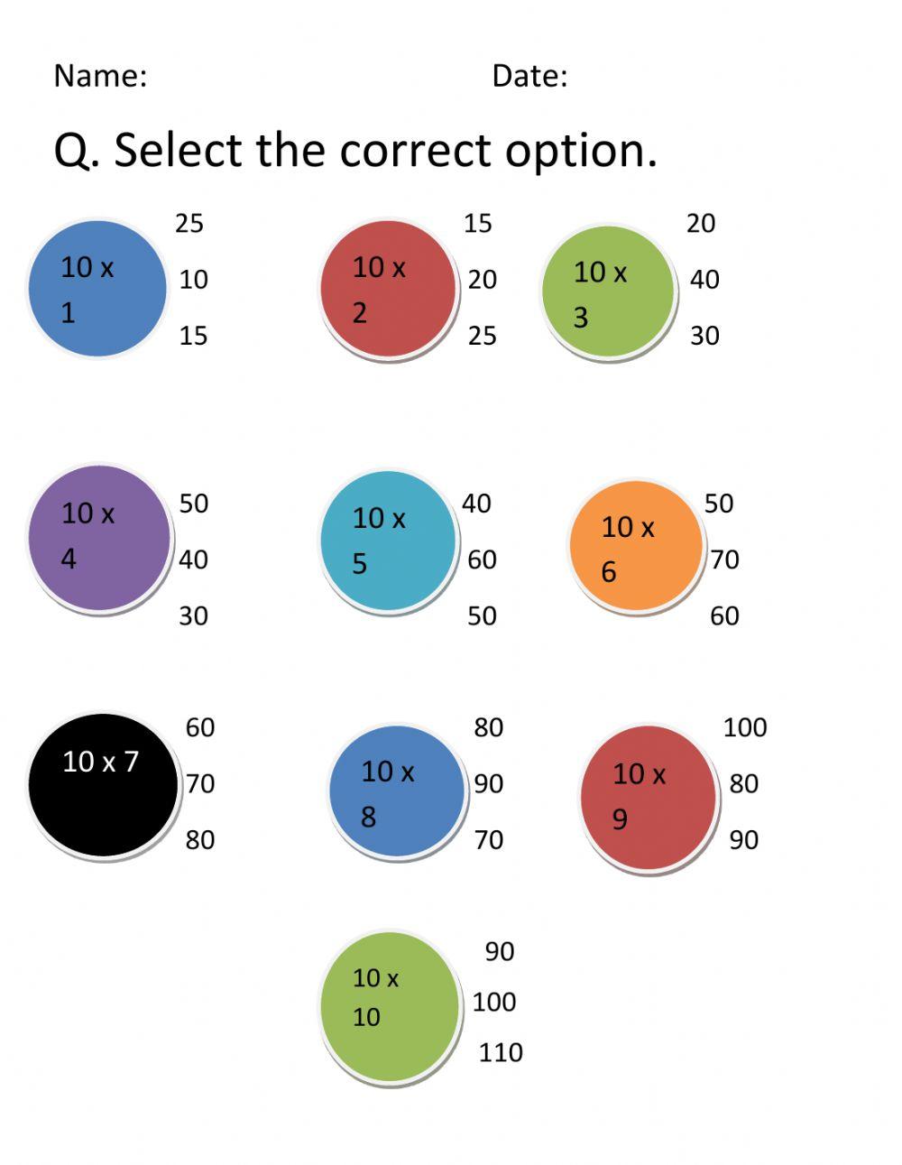Times tables of 10