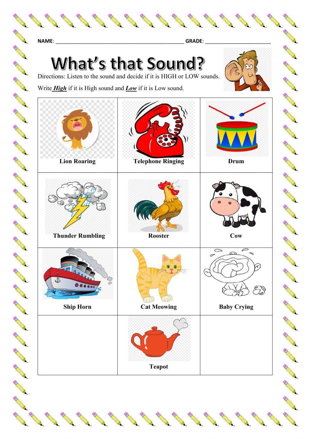 PITCH - HIGH and LOW Sounds interactive worksheet