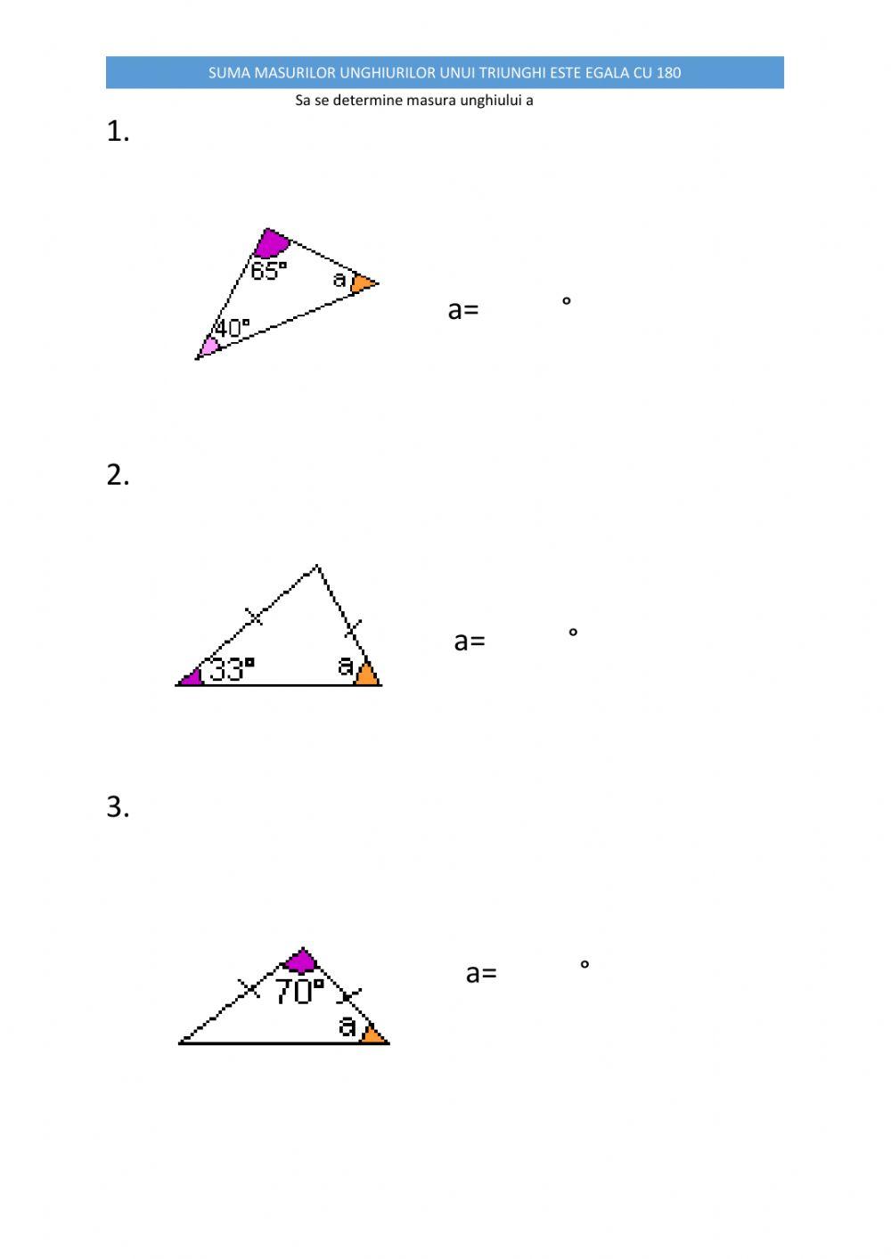 Suma masurilor unghiurilor unui triunghi