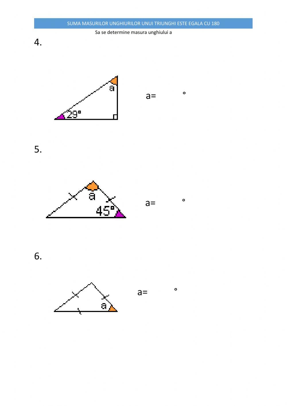 Suma masurilor unghiurilor unui triunghi