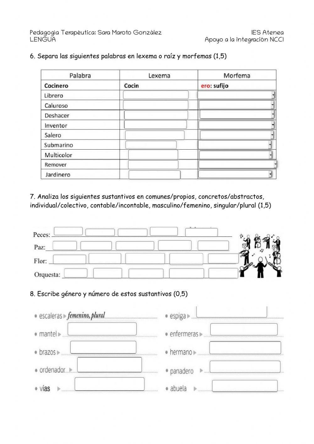 Las lenguas de españa, formación de palabras, el sustantivo y clases de sustantivos
