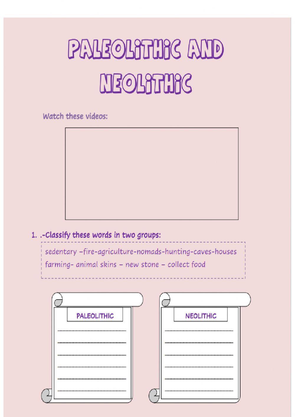 Paleolithic VS Neolithic (2) worksheet Live Worksheets