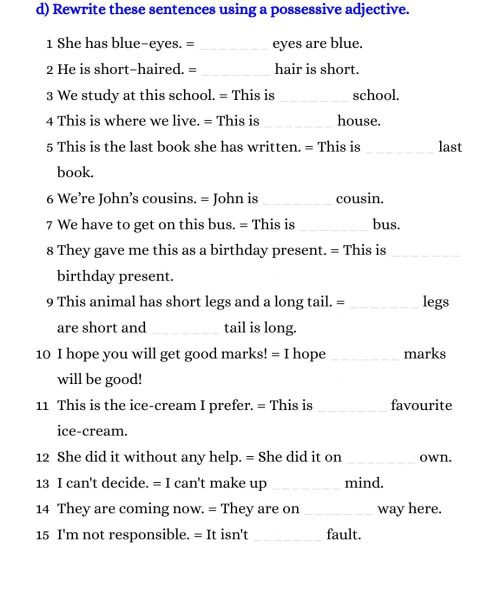 Possessive adjectives - revision