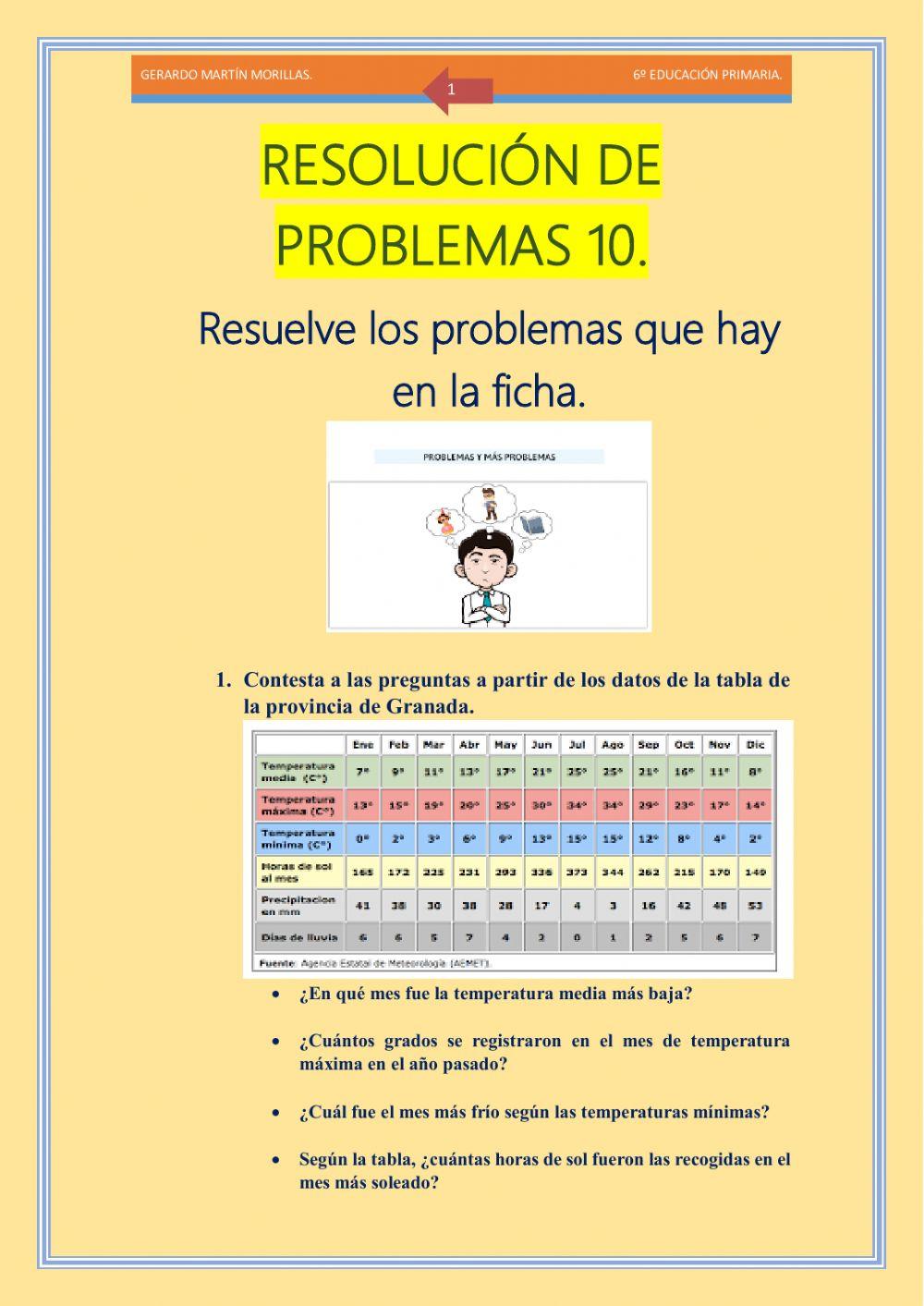 Resolución de problemas. Ficha 10.