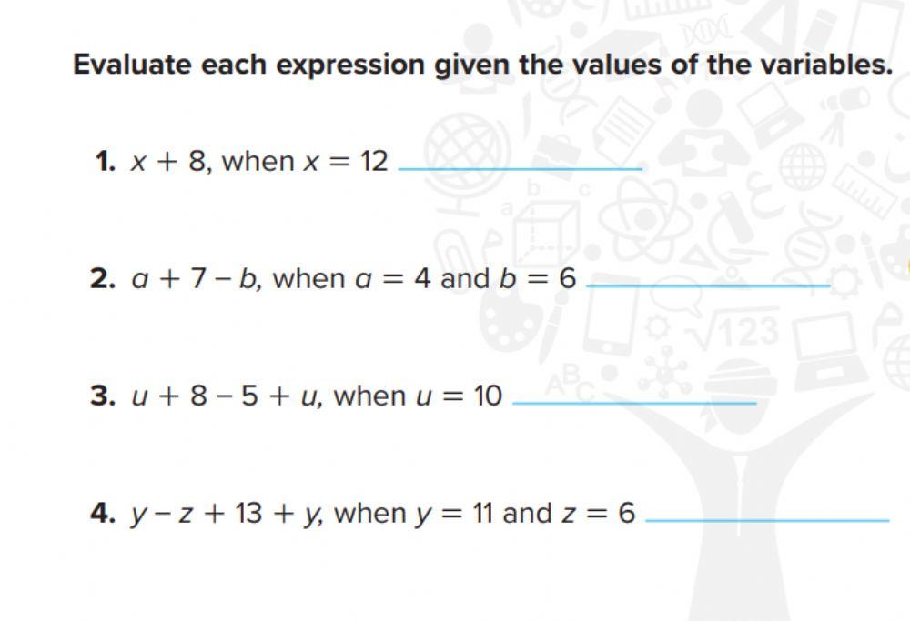guided practice grade 5 understand expressions worksheet | Live Worksheets