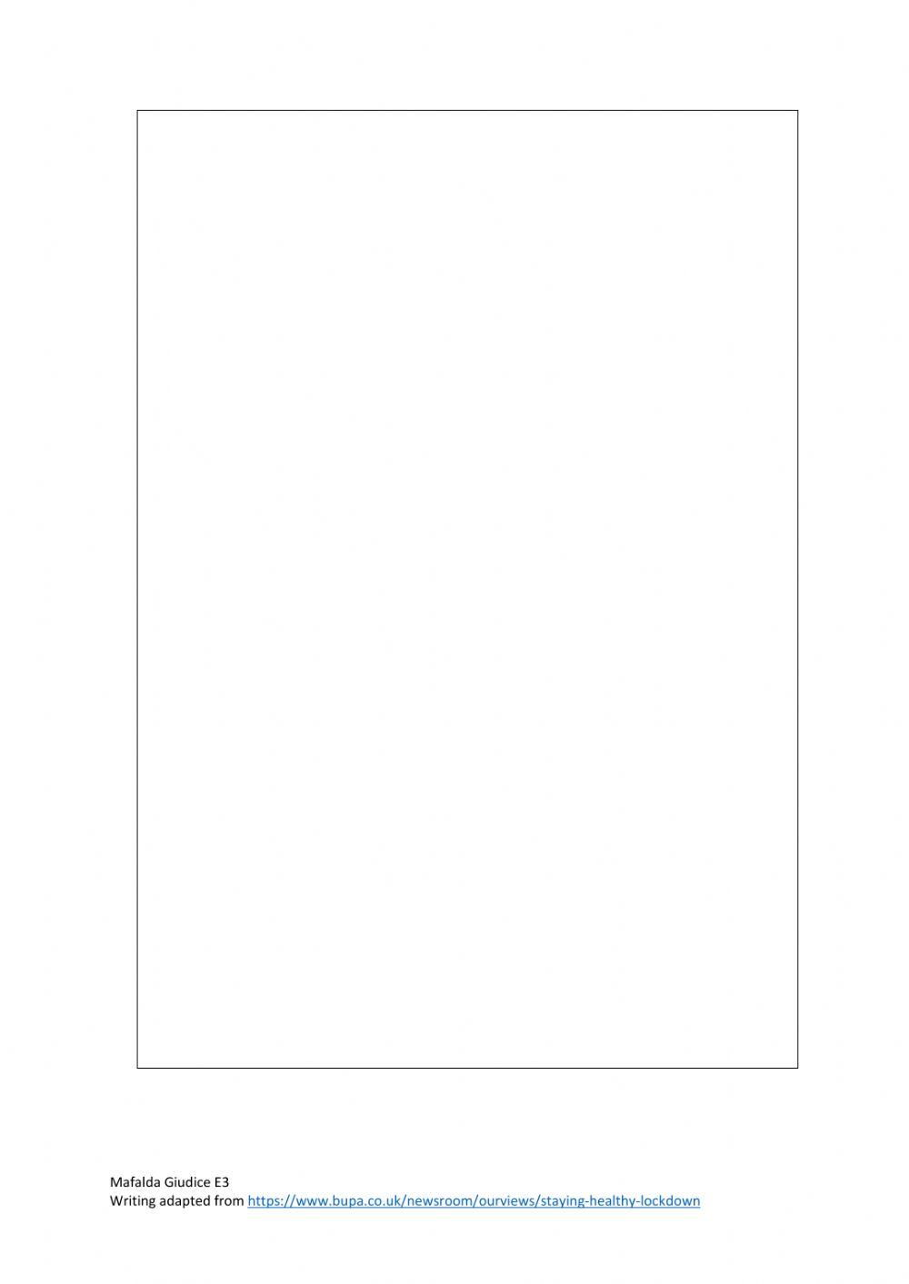 Staying Healthy in lockdown E3- Writing