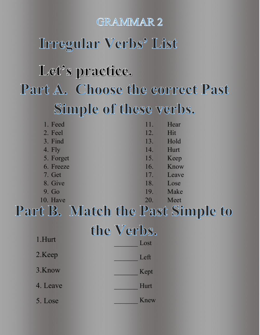 Irregular Verbs in Past Simple 1