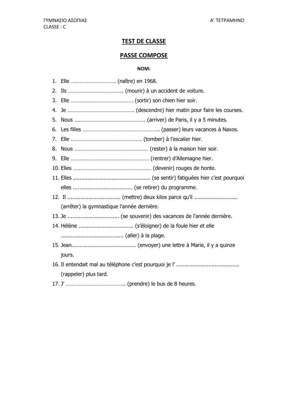 Test au passe compose 2