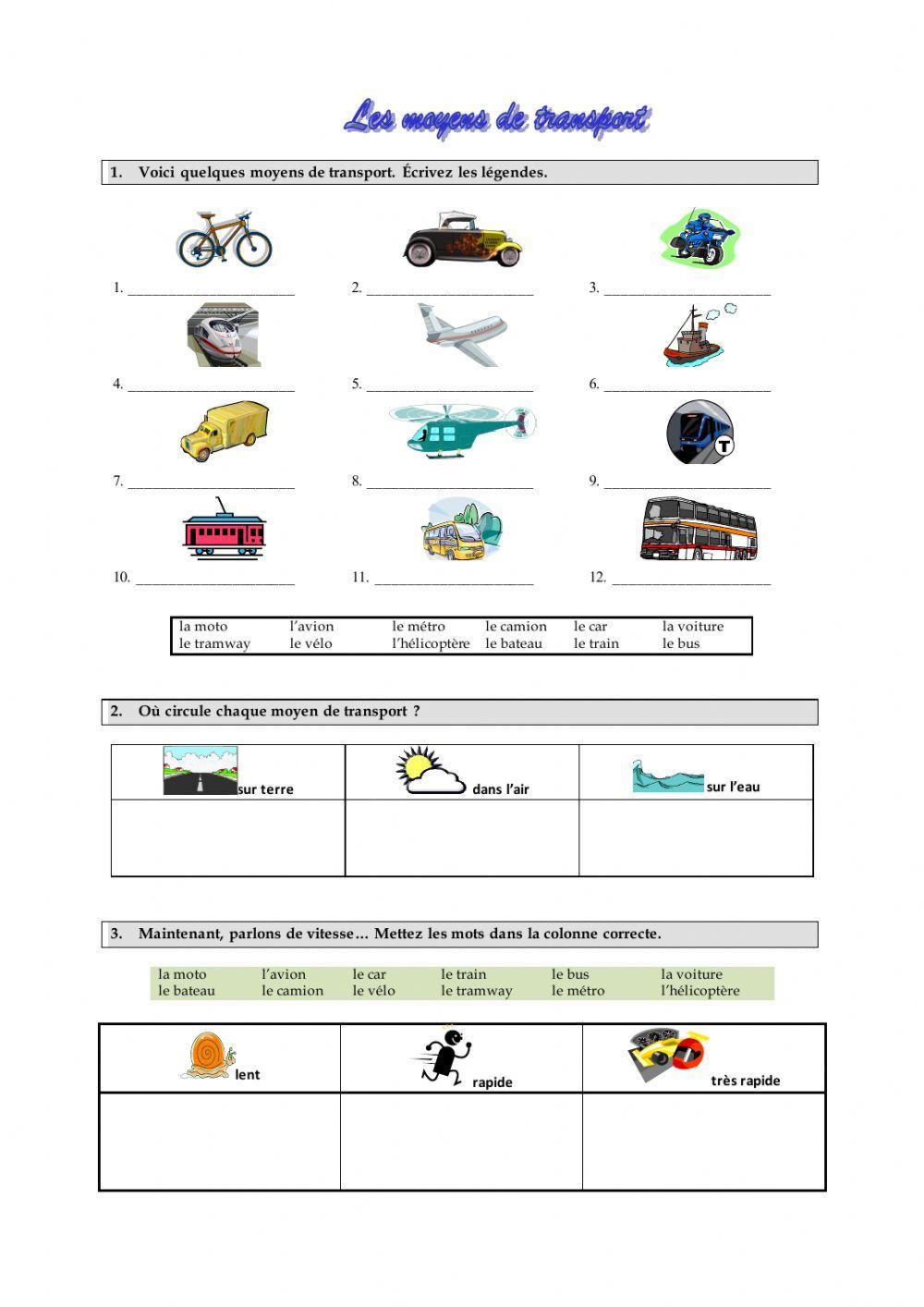 moyen de transport -vocab 