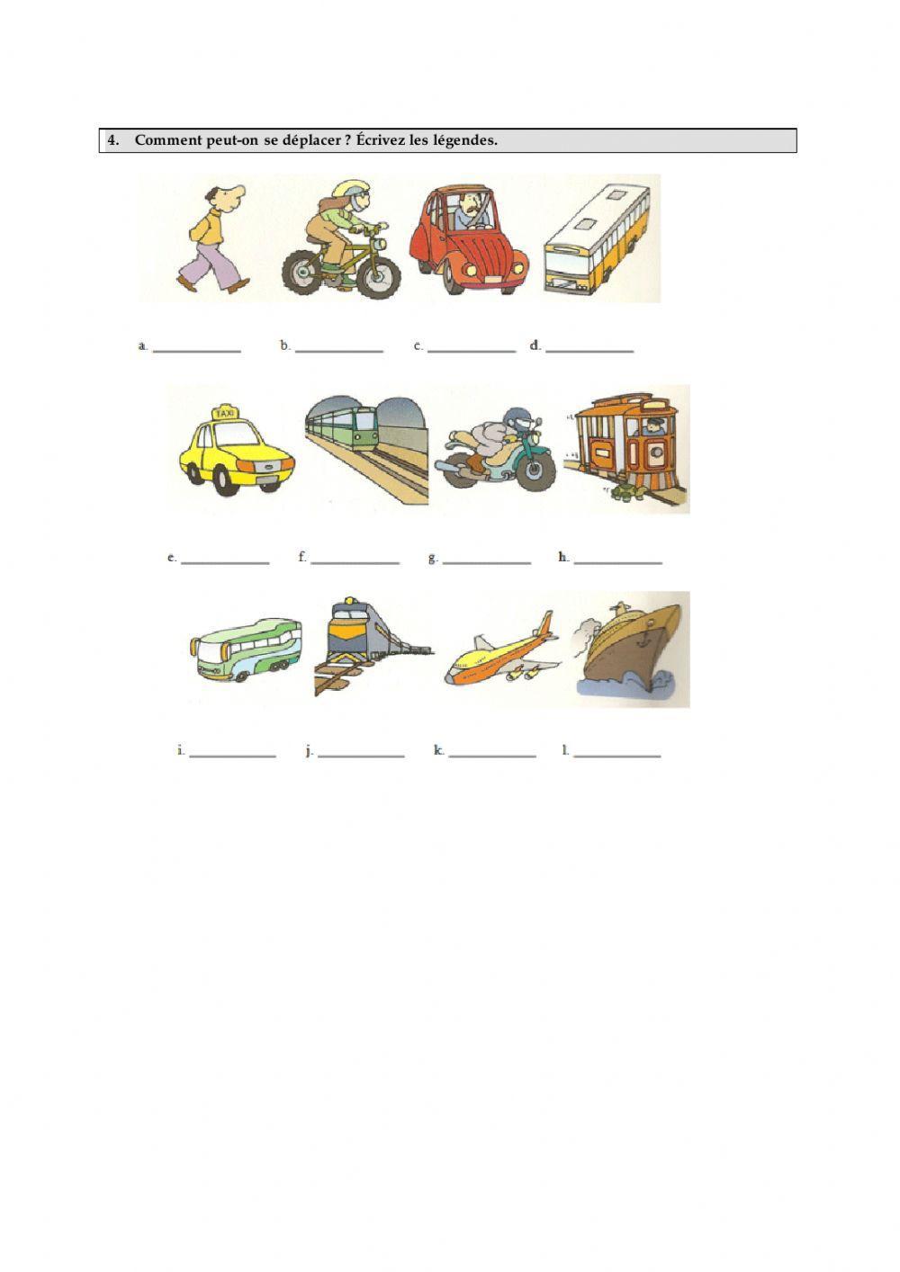 moyen de transport -vocab 