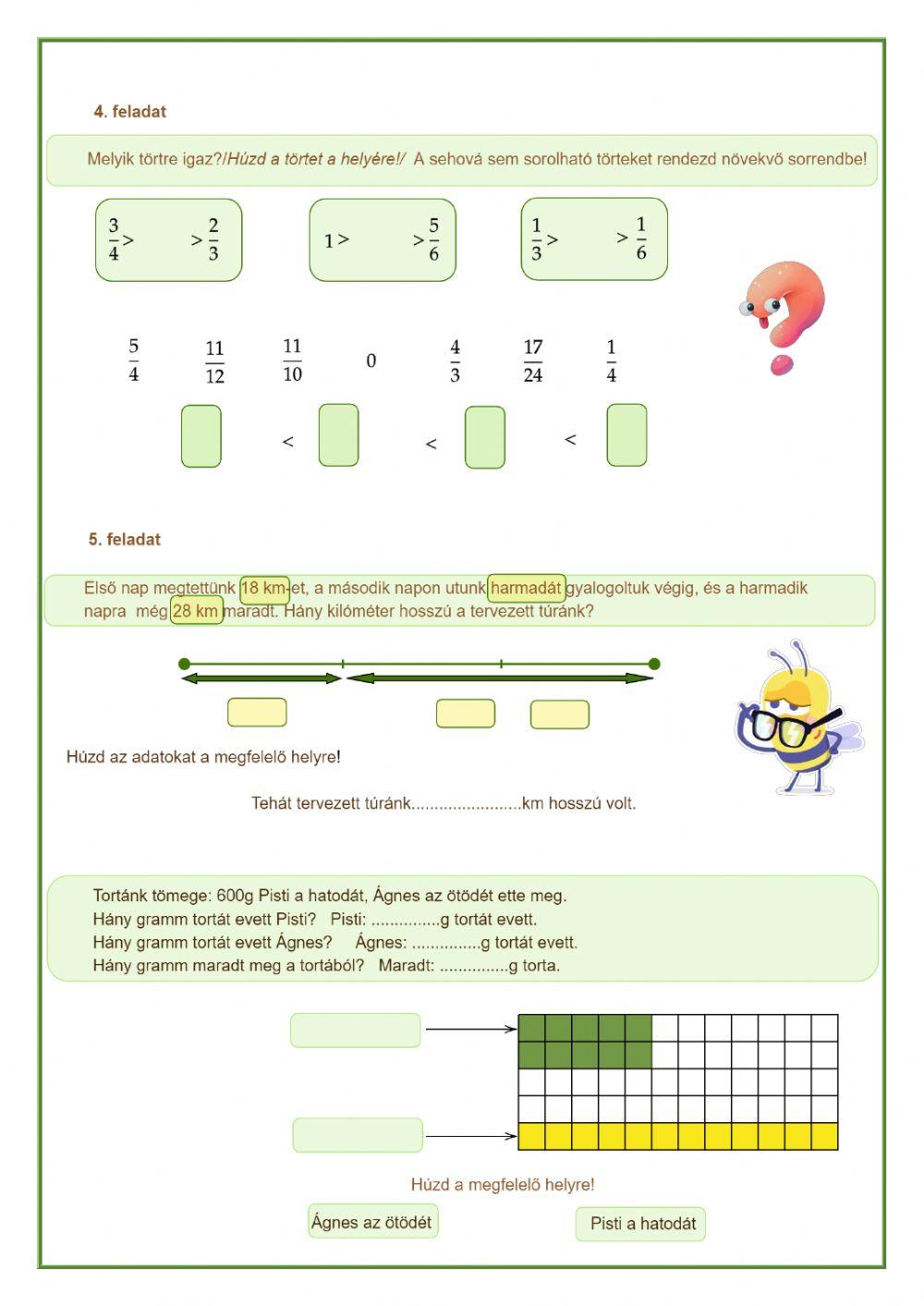 Közönséges törtekkel végzett műveletek