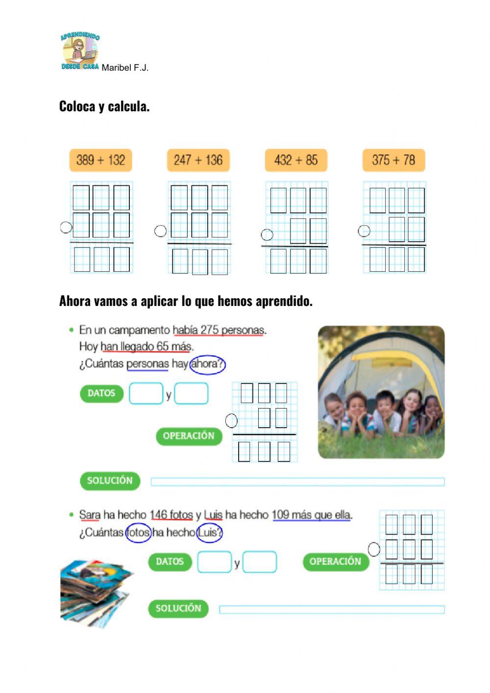 Sumas con llevadas hasta la centena