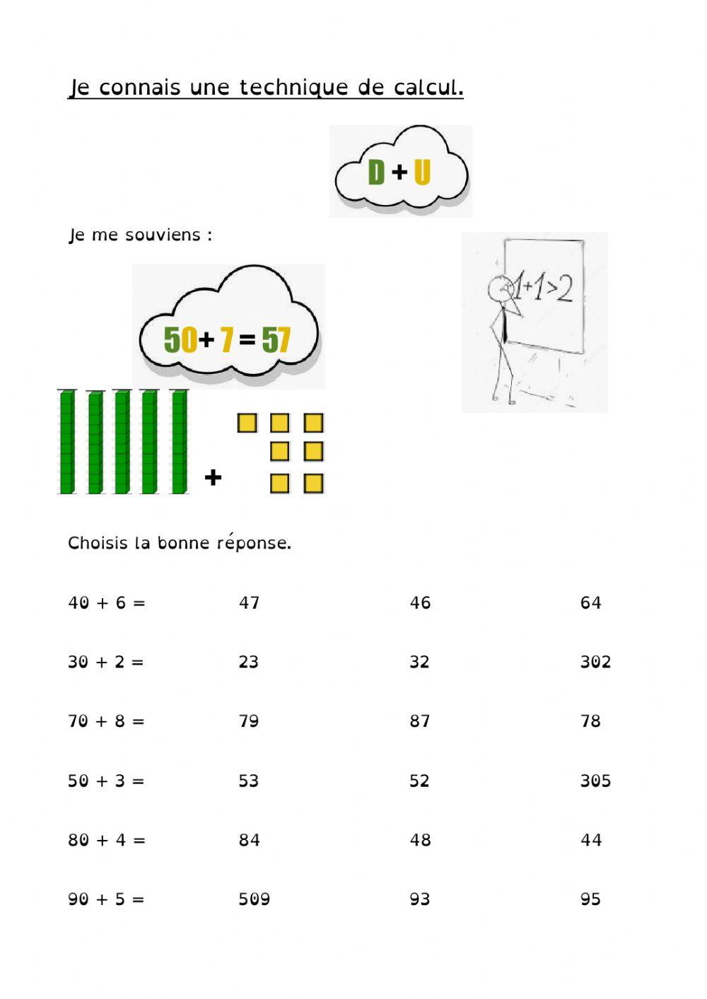 Calcul : technique D+U Calcul : technique D+U