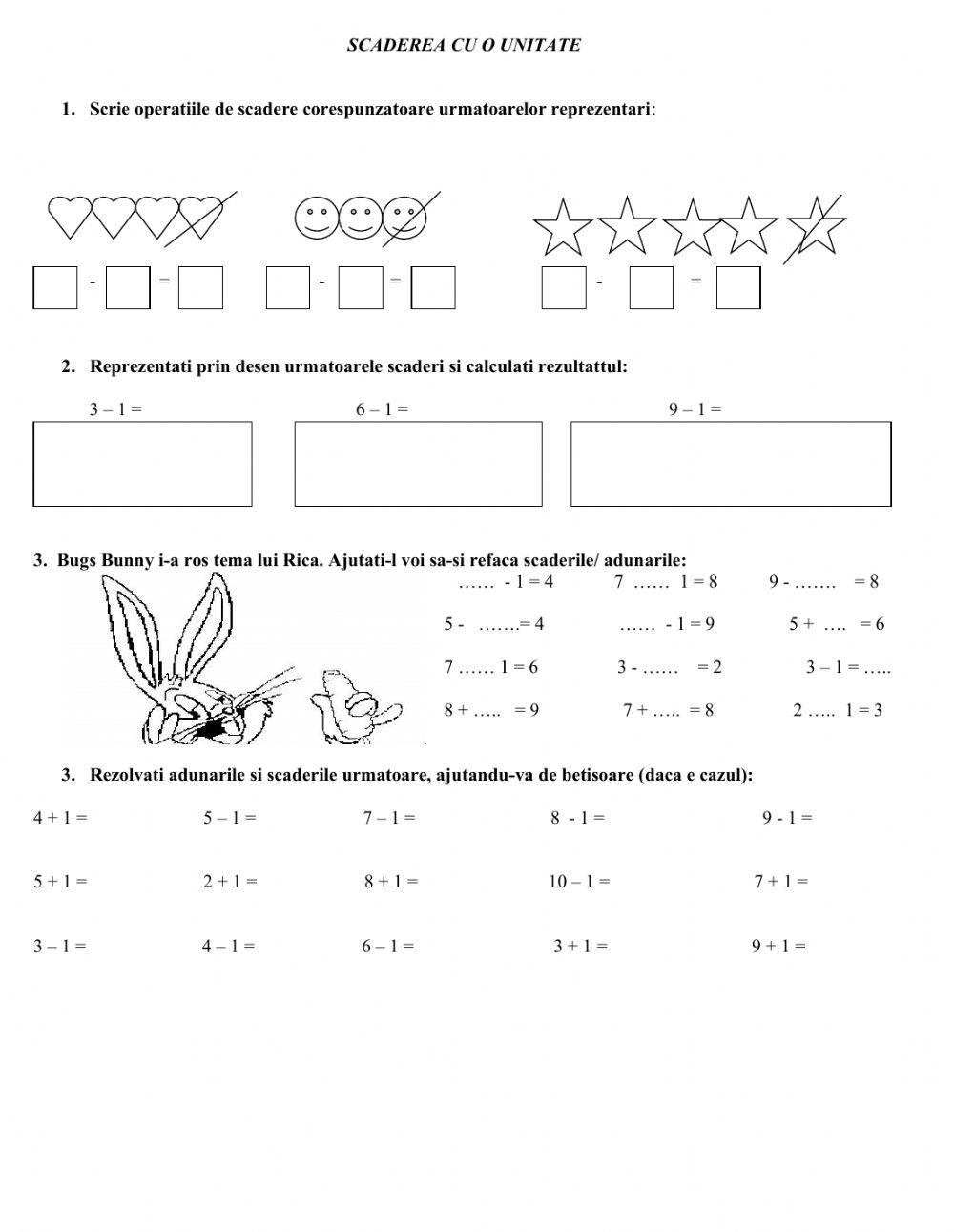 Scaderea cu o unitate