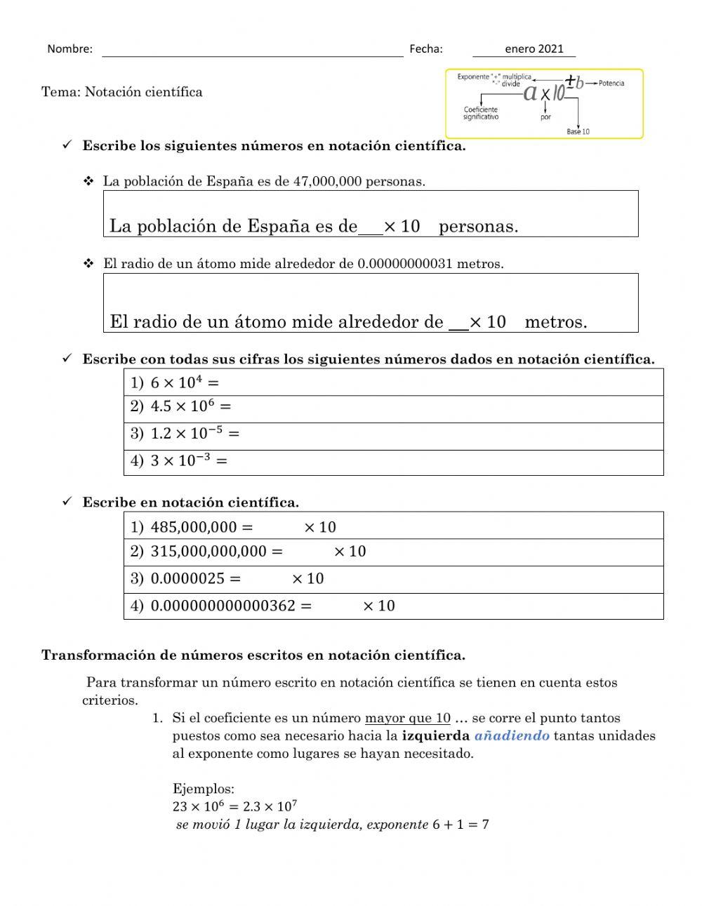Tarea de desempeño - notación científica