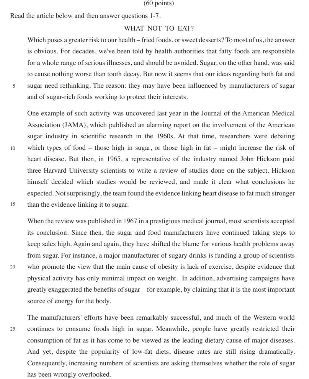 What not to eat- 11th grade Idan