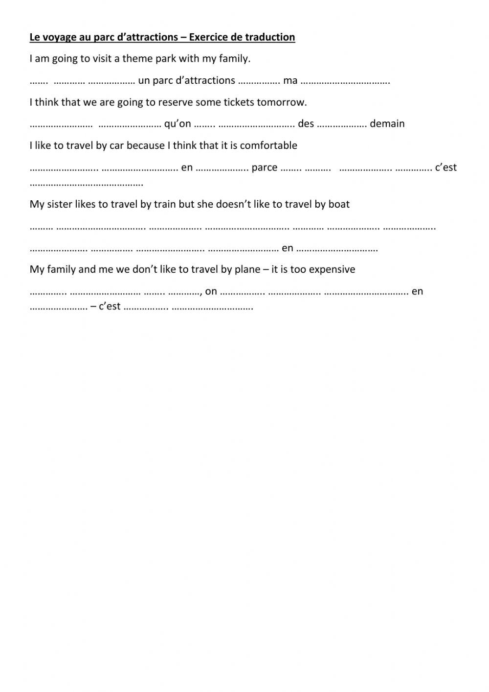 Le voyage au parc d'attractions