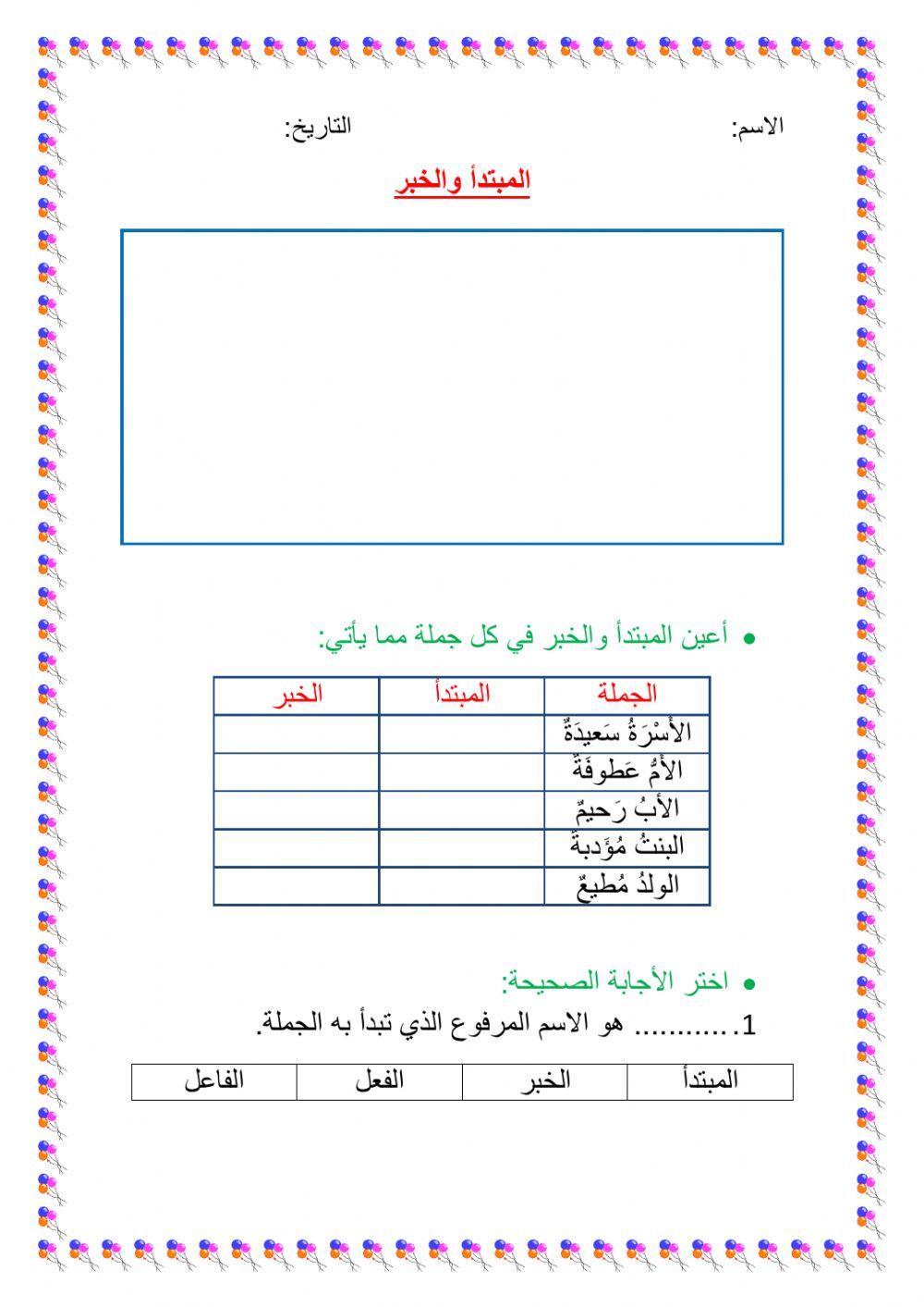 المبتدأ والخبر