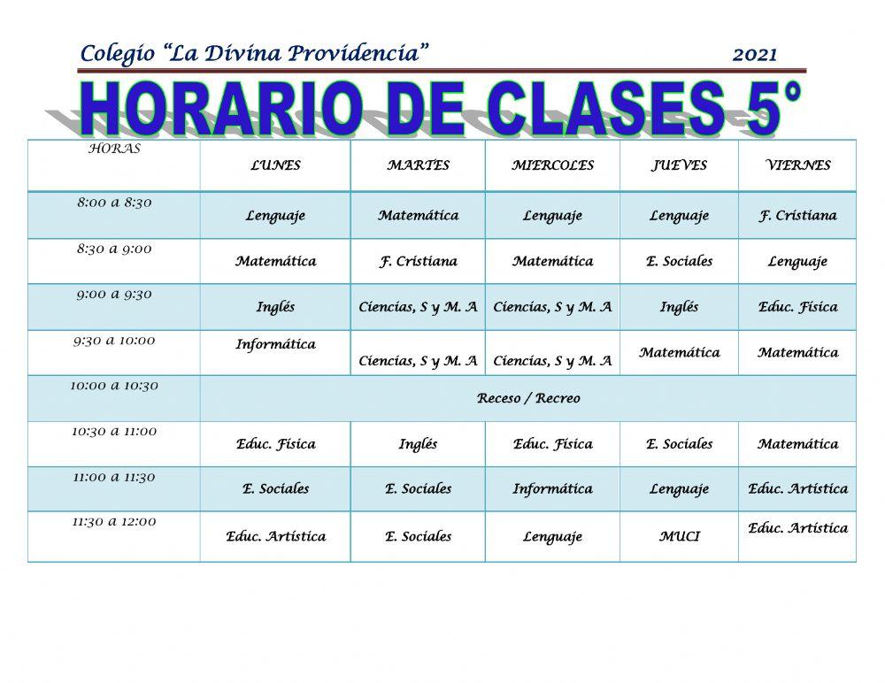 HORARIO DE CLASES online exercise for | Live Worksheets